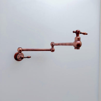 Copper Pot Filler with Lever Handle, Antique Kitchen Wall Mount Pot Filler - Ref: PF-001-LC