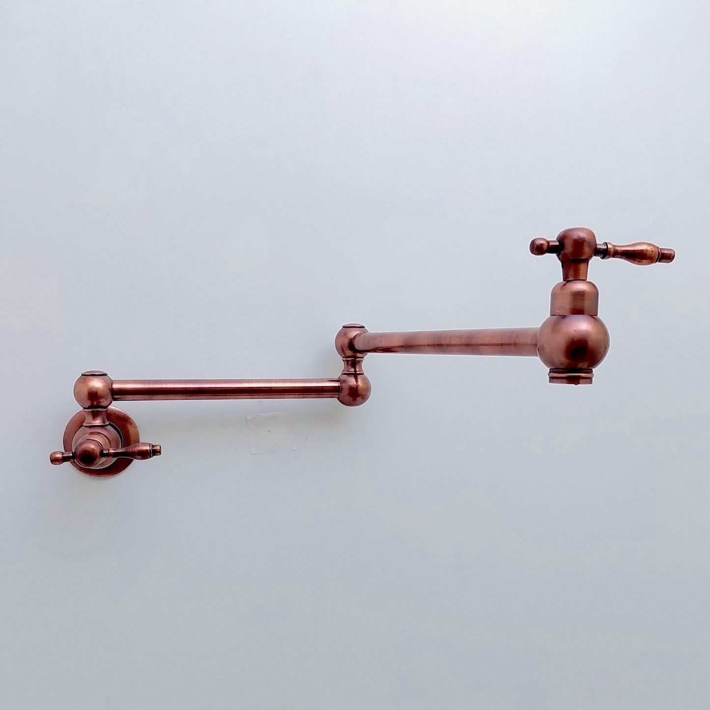 Copper Pot Filler with Lever Handle, Antique Kitchen Wall Mount Pot Filler - Ref: PF-001-LC