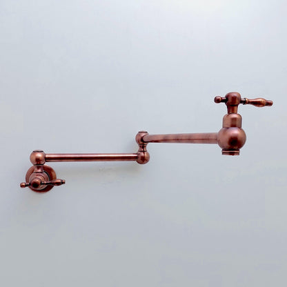 Copper Pot Filler with Lever Handle, Antique Kitchen Wall Mount Pot Filler - Ref: PF-001-LC