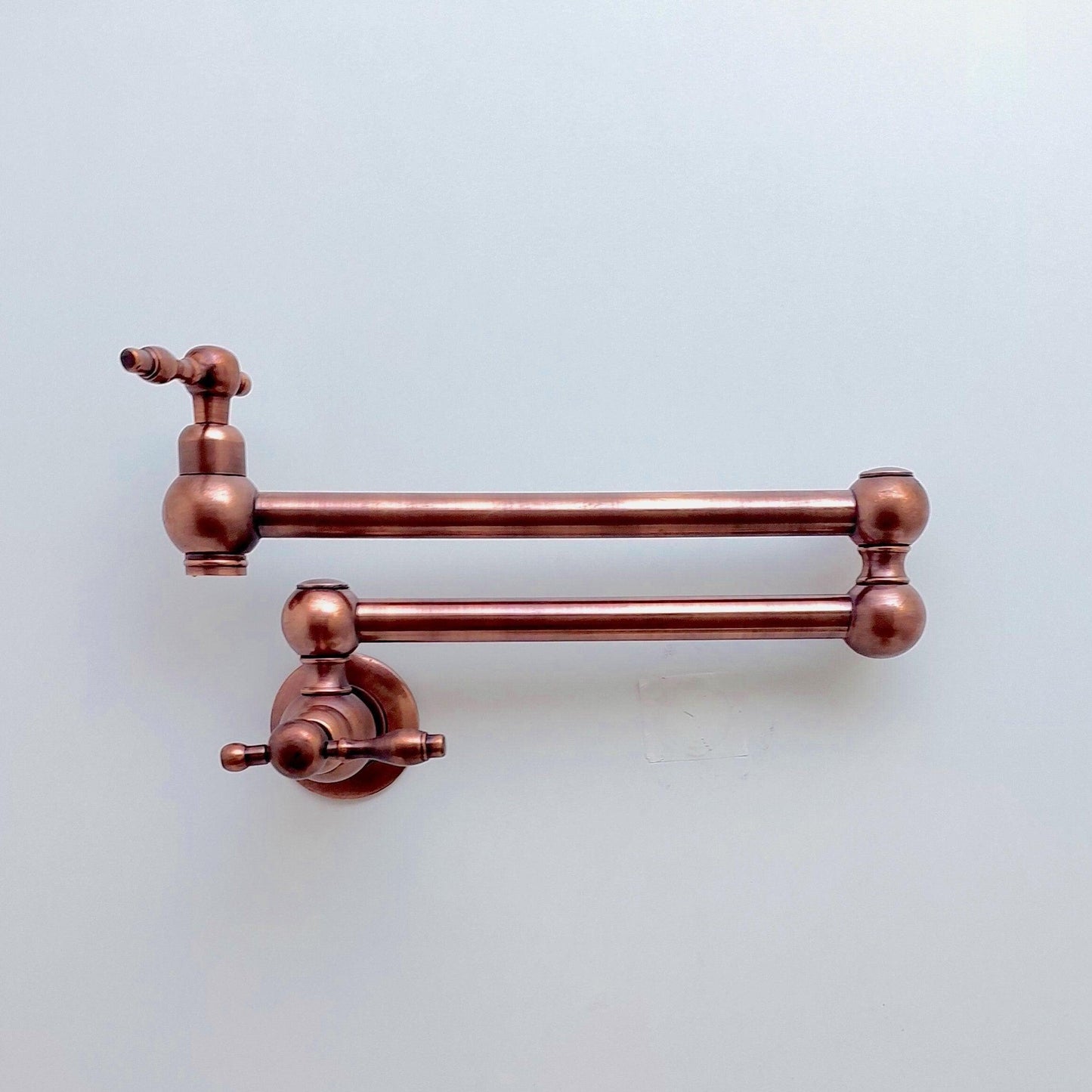 Copper Pot Filler with Lever Handle, Antique Kitchen Wall Mount Pot Filler - Ref: PF-001-LC