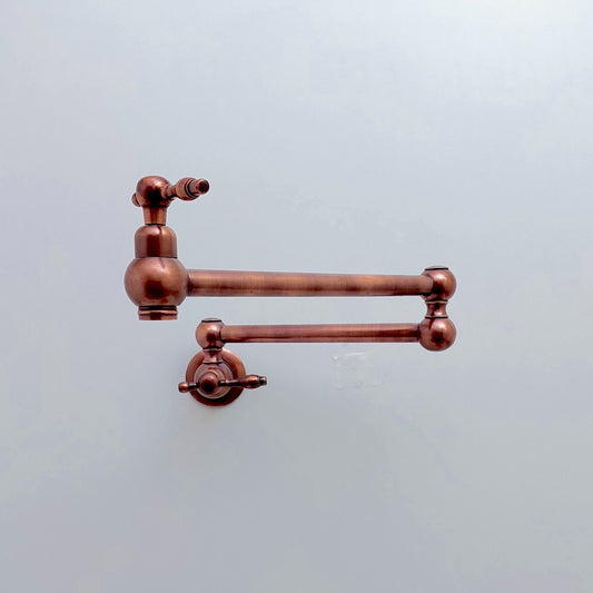 Copper Pot Filler with Lever Handle, Antique Kitchen Wall Mount Pot Filler - Ref: PF-001-LC