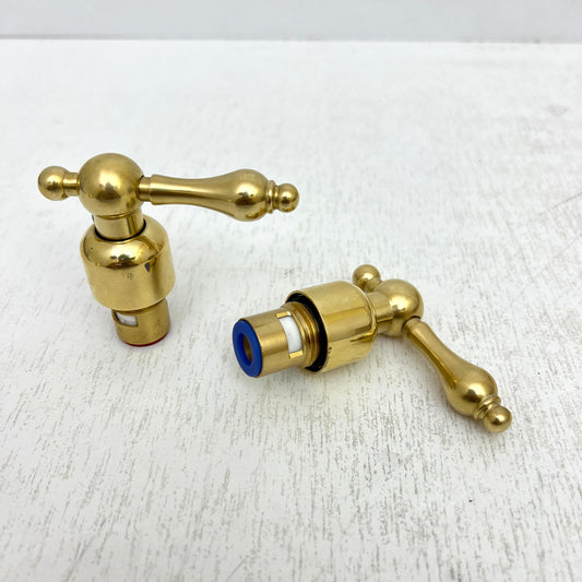 Brass Lever Handle with Cartridge, Unlacquered Brass Lever Handles - Ref: BA016-L