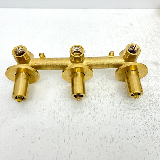Solid Brass 3 Handles 2 Way Bathroom Shower Valve - Ref: VL001