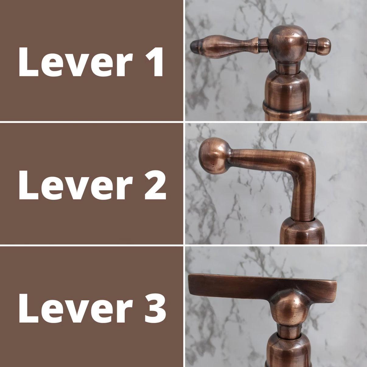 Copper Wall Mount Gooseneck Bathroom and kitchen Faucet with Lever Handles - Ref: WFL002