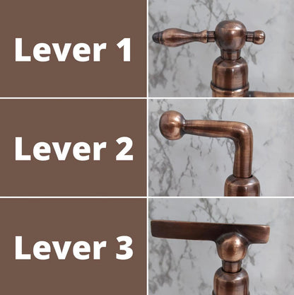 Copper Wall Mount Gooseneck Bathroom and kitchen Faucet with Lever Handles - Ref: WFL002