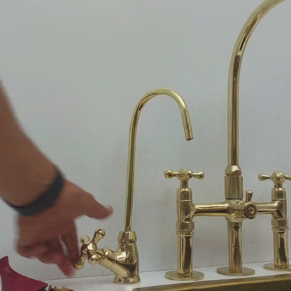 Unlacquered Brass Cold Water Faucet with Cross Handle, Drinking Water Faucet - Ref: FA035-CB
