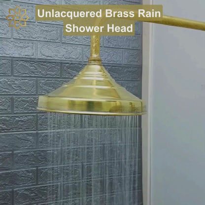 Engraved Unlacquered Brass Shower System with Handheld Shower Head, Round Rain Shower Head and Lever Handles - Ref: ATLASS47