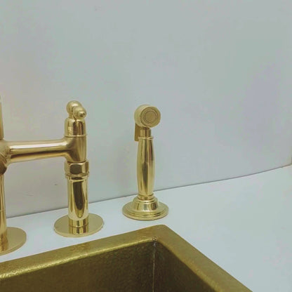 Unlacquered Brass Kitchen Hand Sprayer, Cold Water Solid Brass Sprayer - Ref: ASP004