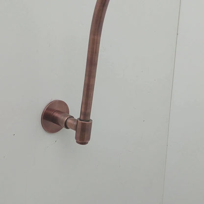 Round Rain Shower Head with Arcuate Arm, Antique Copper Finish - Ref: CSHA-001