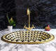 Grifo de baño de latón macizo curvado con manijas cruzadas simples, grifo de latón sin revestimiento