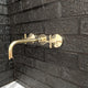 Grifo de baño de latón sin lacar para montaje en pared - Grifo para lavabo de sobremesa con manijas en cruz o de palanca y boca de serpiente