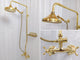 Antique Brass Shower System with Round Shower Head, Handheld Shower, and 2 Handles - Ref: ATLASS16