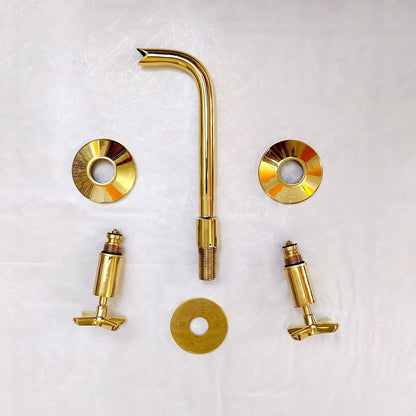 Unlacquered Brass Wall Mounted Bathroom Faucet - Vessel Sink Faucet with Cross or Lever Handles and Snake Mouth