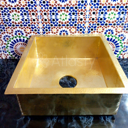Solid Brass Kitchen Sink | Unlacquered Hammered Brass Sink | Outdoor Island Sink | Farmhouse Sink | Shiny Brass Sink | Kitchen Bar Sink