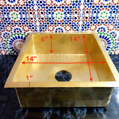 Solid Brass Kitchen Sink | Unlacquered Hammered Brass Sink | Outdoor Island Sink | Farmhouse Sink | Shiny Brass Sink | Kitchen Bar Sink