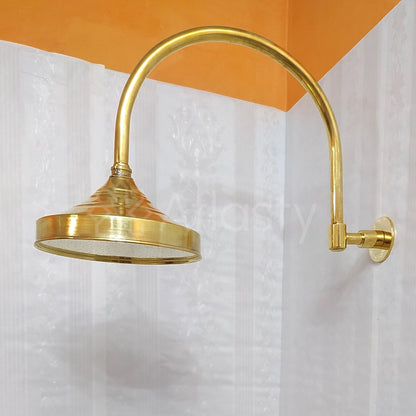 Antique Brass Shower System with Round Shower Head, and 2 Handles - Ref: ATLASS30