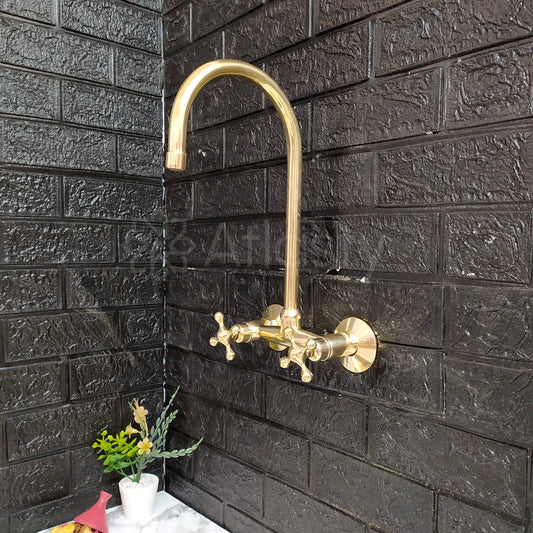 6" Unlacquered Brass Wall Mount Faucet