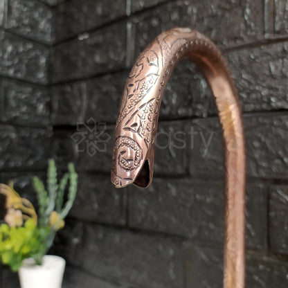 Engraved Curved Copper Bathroom Faucet with Cross Handles