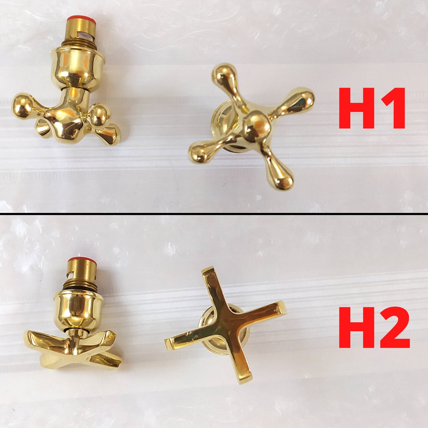 Unlacquered Brass 3 Holes Faucet, Deck Mounted Faucet With Cross Handles