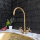 Grifo de baño curvo de bronce, bronce frotado con aceite, manijas en cruz