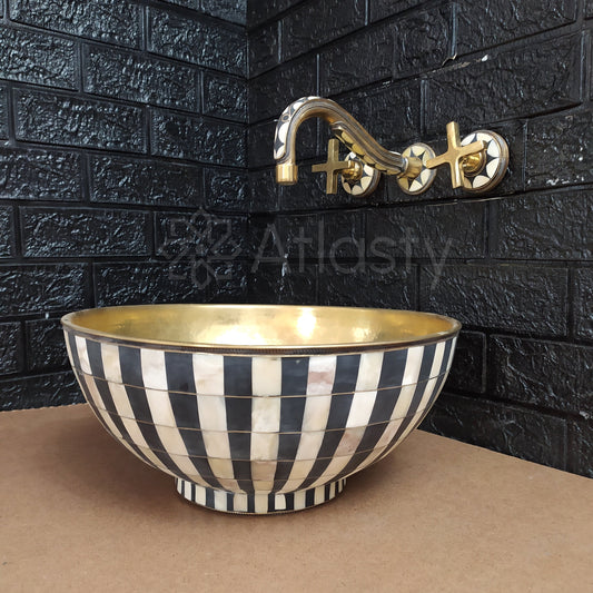 Bathroom Sink created from Wood and Brass, Vanity Vessel Sink