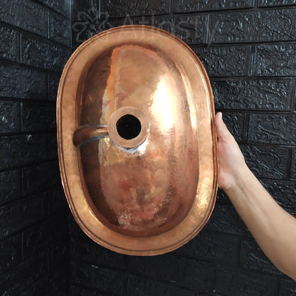 Solid Copper Sink, Bathroom Drop In Sink, Oval Sink