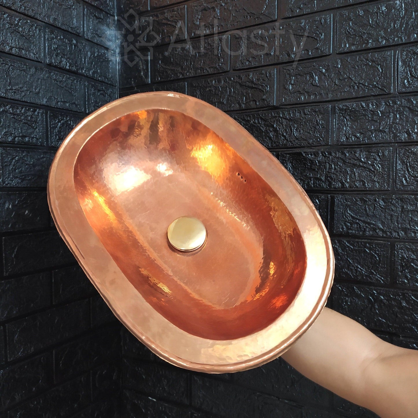 Solid Copper Sink, Bathroom Drop In Sink, Oval Sink