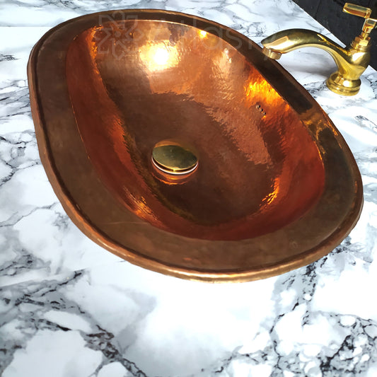 Solid Copper Sink, Bathroom Drop In Sink, Oval Sink