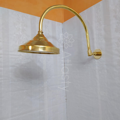Brass Round Shower Head with Brass Arcuate Arm, Outdoor and Indoor showerhead