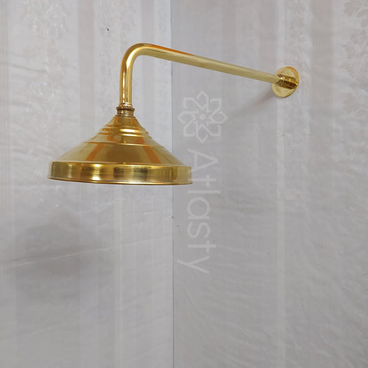 Pommeau de douche rond en laiton avec bras droit en laiton, pommeau de douche extérieur et intérieur
