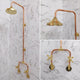 Antique Brass Shower System with Round Shower Head, and 2 Handles - Ref: ATLASS22