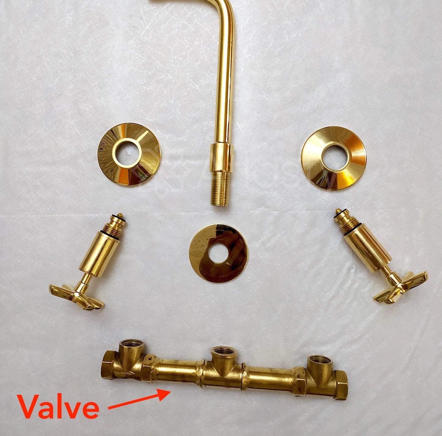 Unlacquered Brass Wall Mounted Bathroom Faucet - Vessel Sink Faucet with Cross or Lever Handles