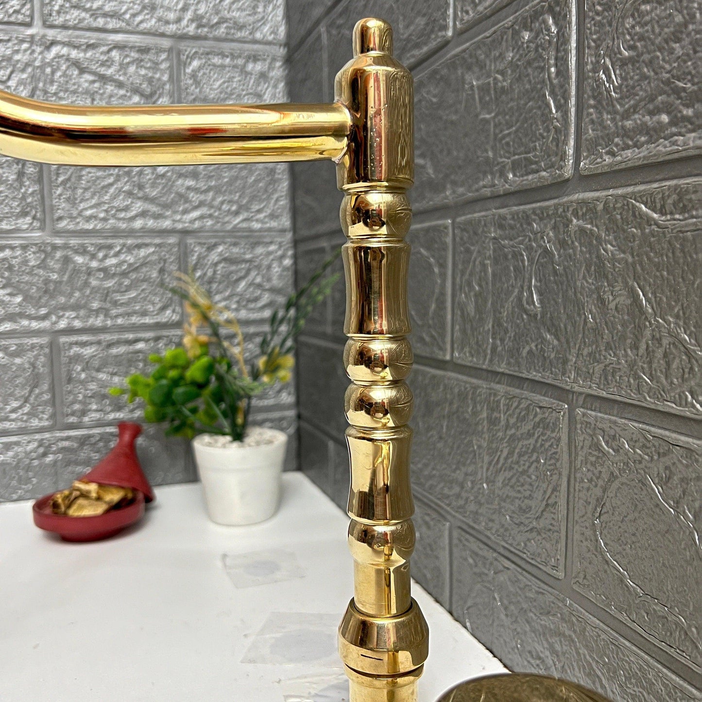 Unlacquered Brass 2 Hole Deck Mount, Antique Brass Faucet with Single Handle