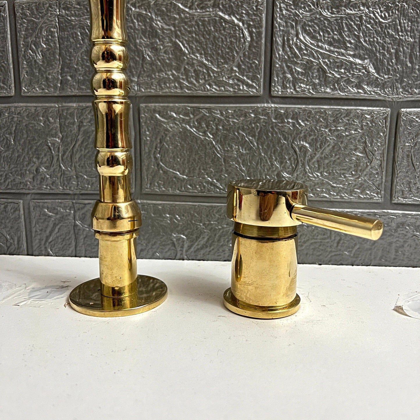Unlacquered Brass 2 Hole Deck Mount, Antique Brass Faucet with Single Handle