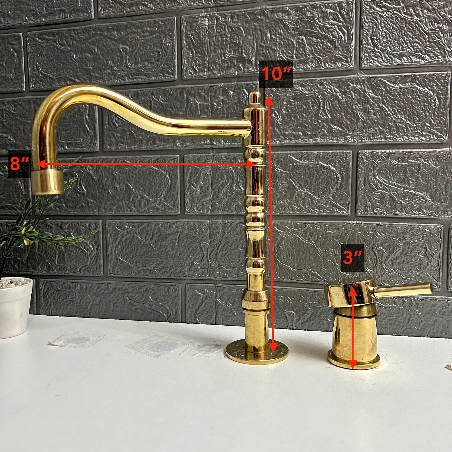Unlacquered Brass 2 Hole Deck Mount, Antique Brass Faucet with Single Handle