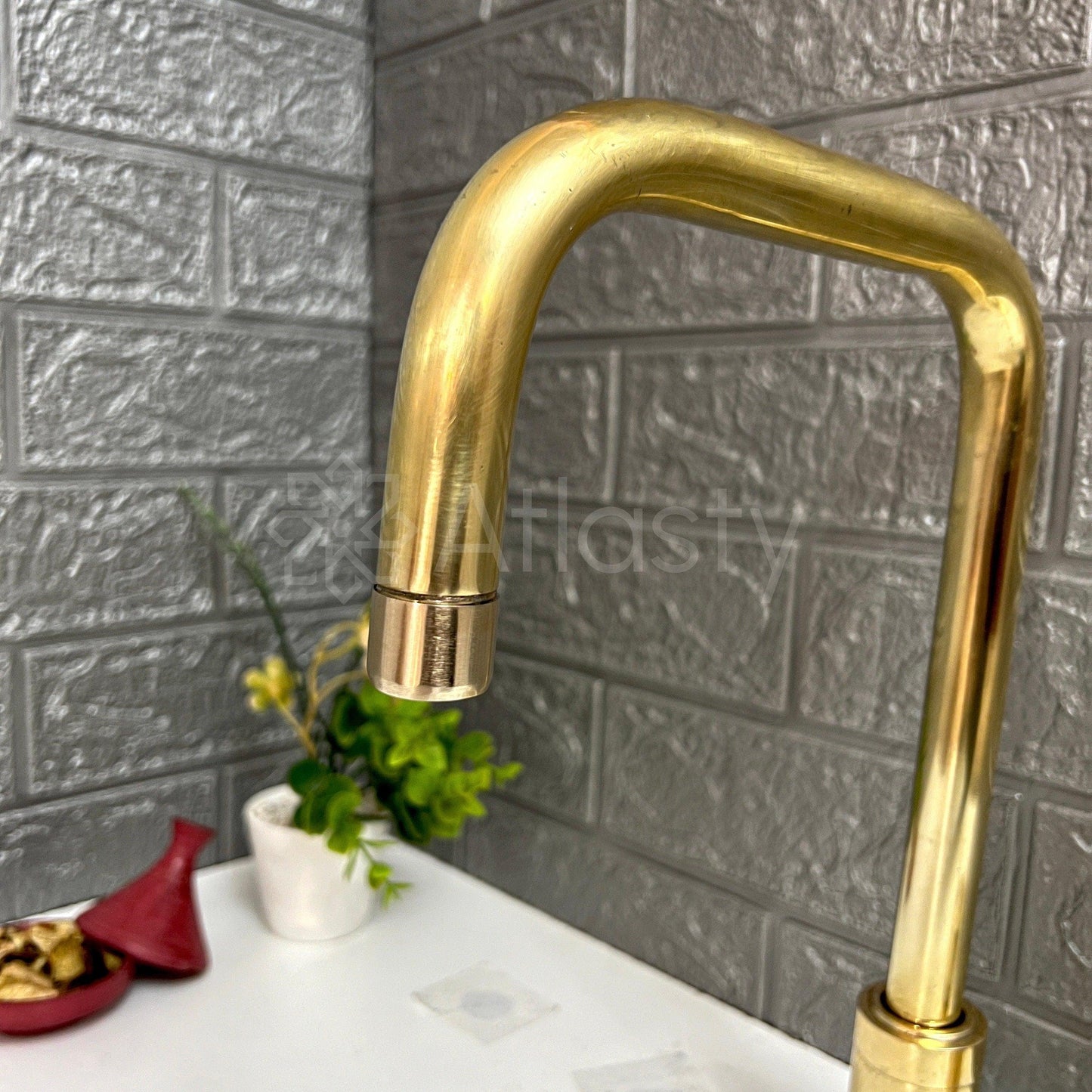 Unlacquered Brass 2 Hole Deck Mount, Antique Brass Faucet with Single Handle, Widespread brass Faucet