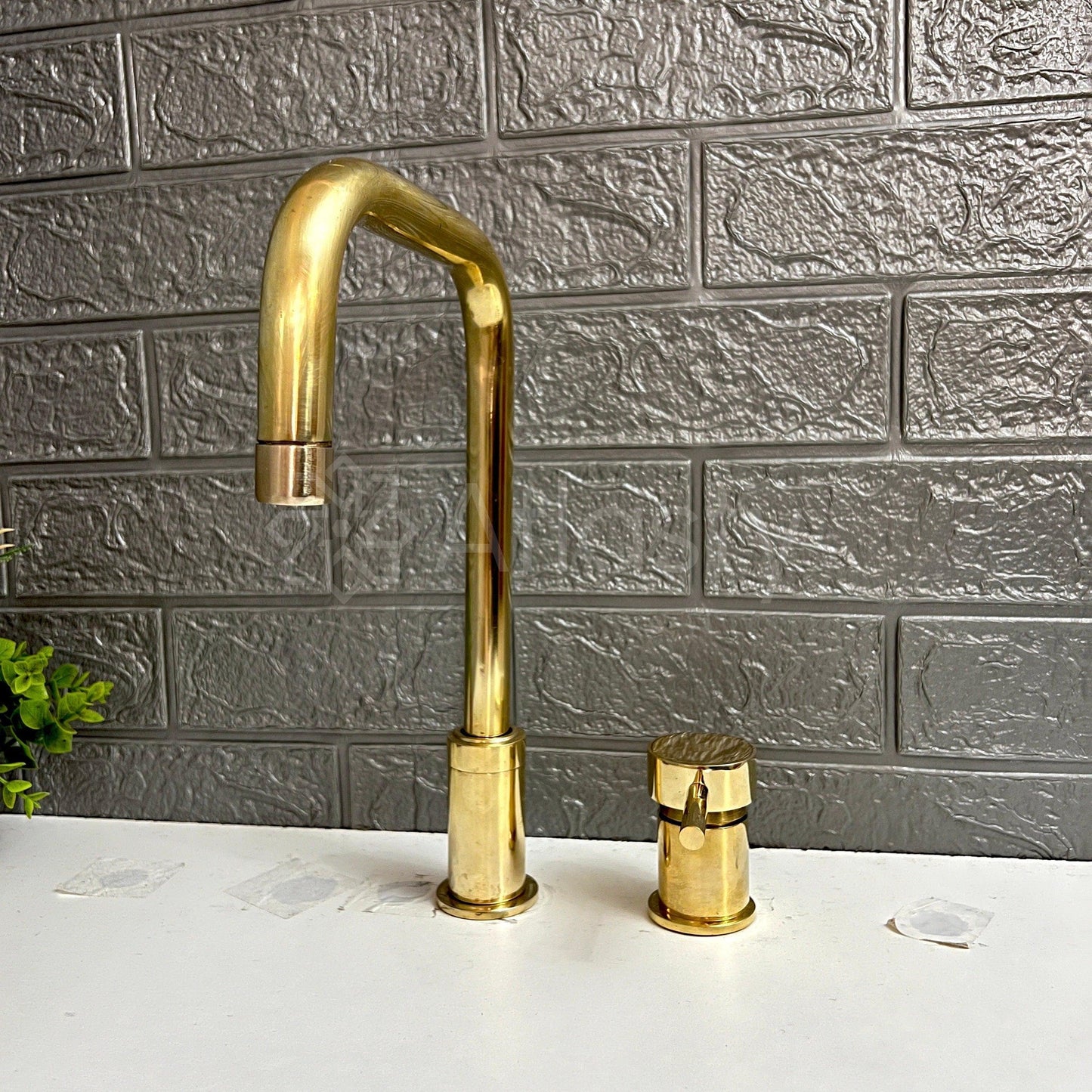 Unlacquered Brass 2 Hole Deck Mount, Antique Brass Faucet with Single Handle, Widespread brass Faucet
