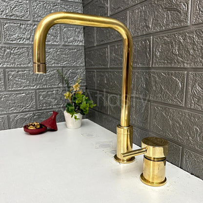 Unlacquered Brass 2 Hole Deck Mount, Antique Brass Faucet with Single Handle, Widespread brass Faucet