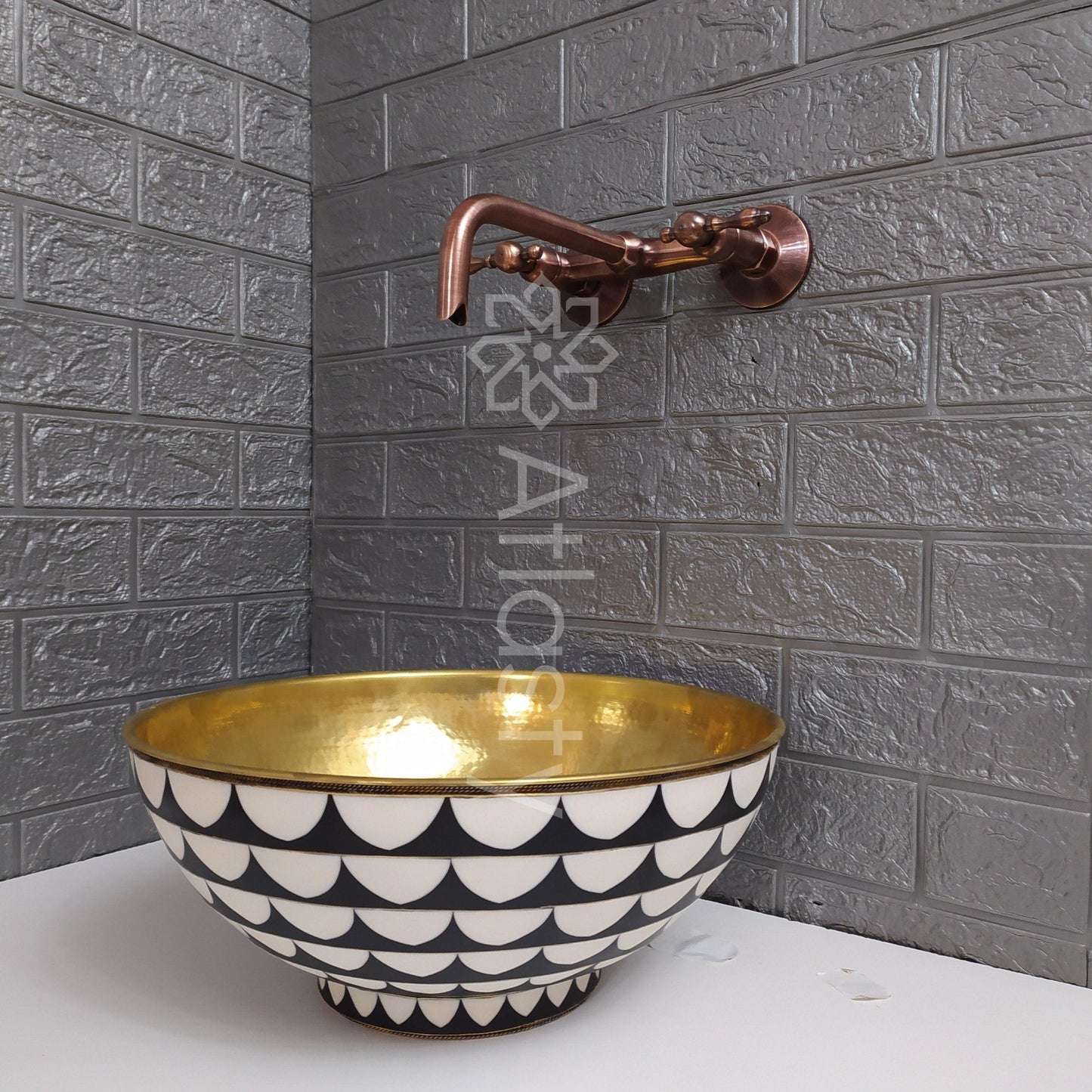 Copper Finish Wall Mounted Bathroom Vessel Sink Faucet With Lever Handles