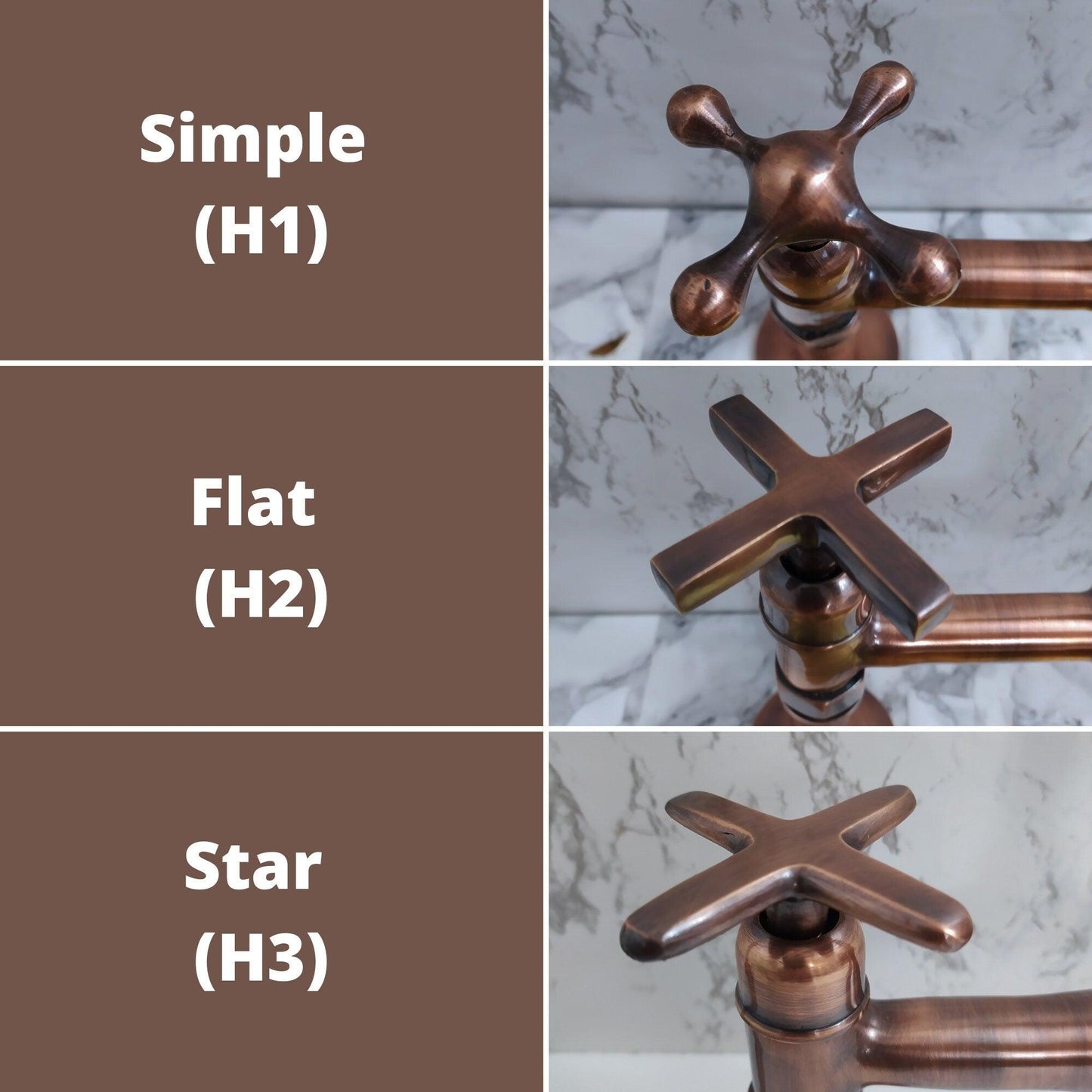 Copper Finish Wall Mounted Bathroom Vessel Sink Faucet With Cross Handles