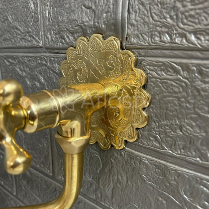 Wall Mount Pot Filler Kitchen Faucet, Unlacquered Solid Brass Pot Filler Kitchen Faucet, Antique Brass