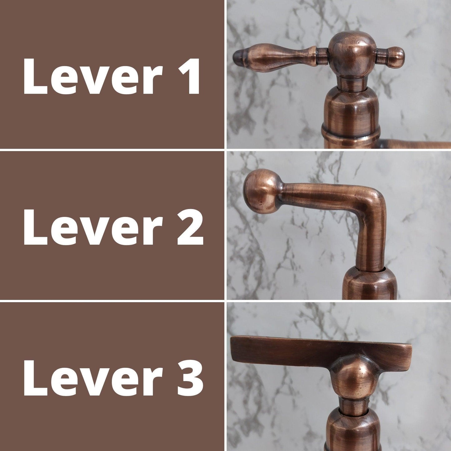 Copper Finish Wall Mounted Bathroom Vessel Sink Faucet With Lever Handles