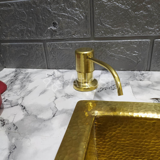 Add a Touch of Elegance to Your Bathroom or Kitchen with Our Unlacquered Brass Soap Dispenser